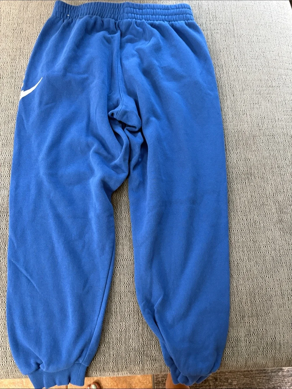 Nike Kids Royal Blue Fleece Joggers with White Logo
